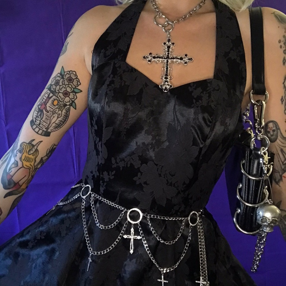 vintage Mademoiselle Goth hottie vixen satin dress